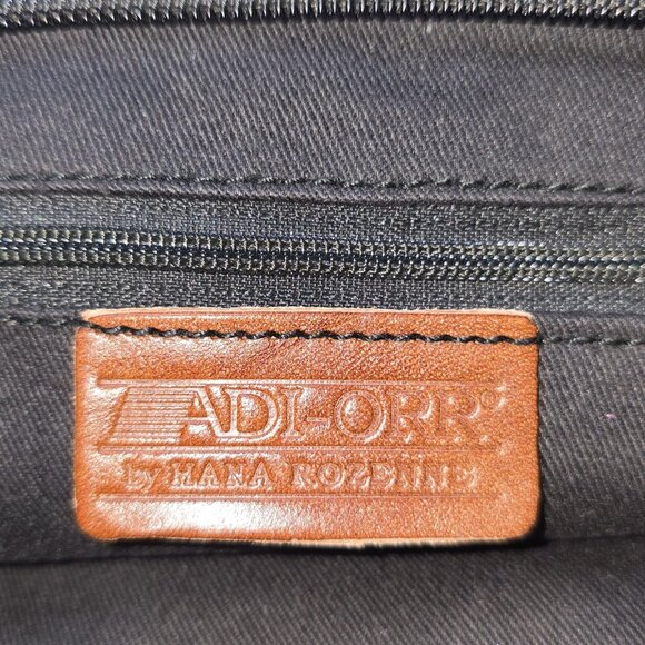 ADI-ORR by Hana Rozens Large Leather Canvas Tote Bag Brown Black Shoulder Bag - Picture 4 of 7